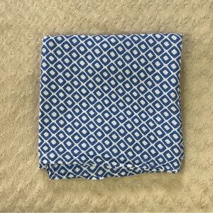 HB Hudson Baby Blue White Squares Geometric Swaddle Blanket Muslin Cotton